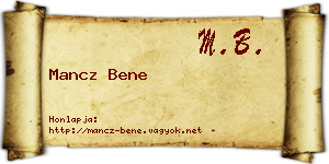 Mancz Bene névjegykártya